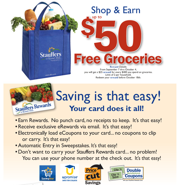 Stauffer's of Kissel Hill Rewards Card Frugal Lancaster