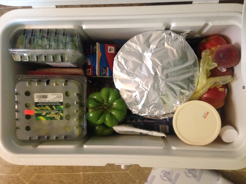 first camping trip with kids in cooler