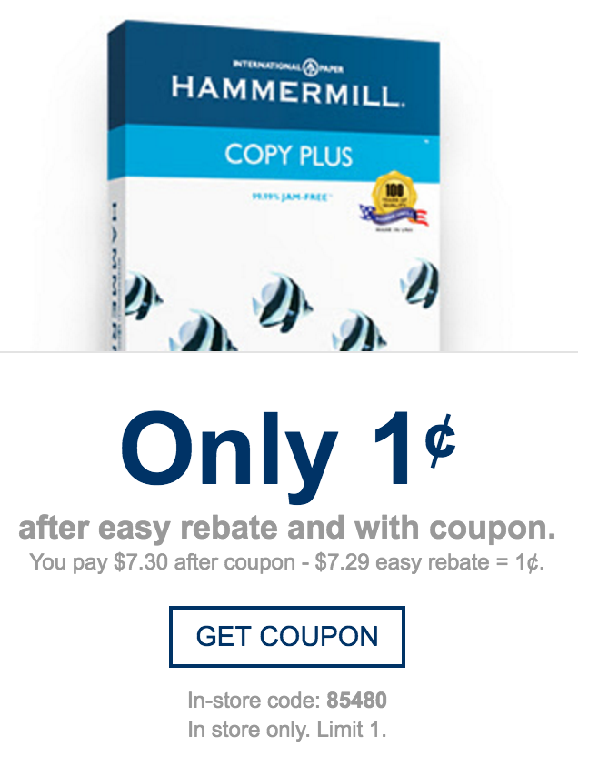 staples hammermill paper coupon savings almost free