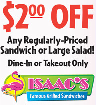 Isaac's $2 off any sandwich or large salad - Frugal Lancaster